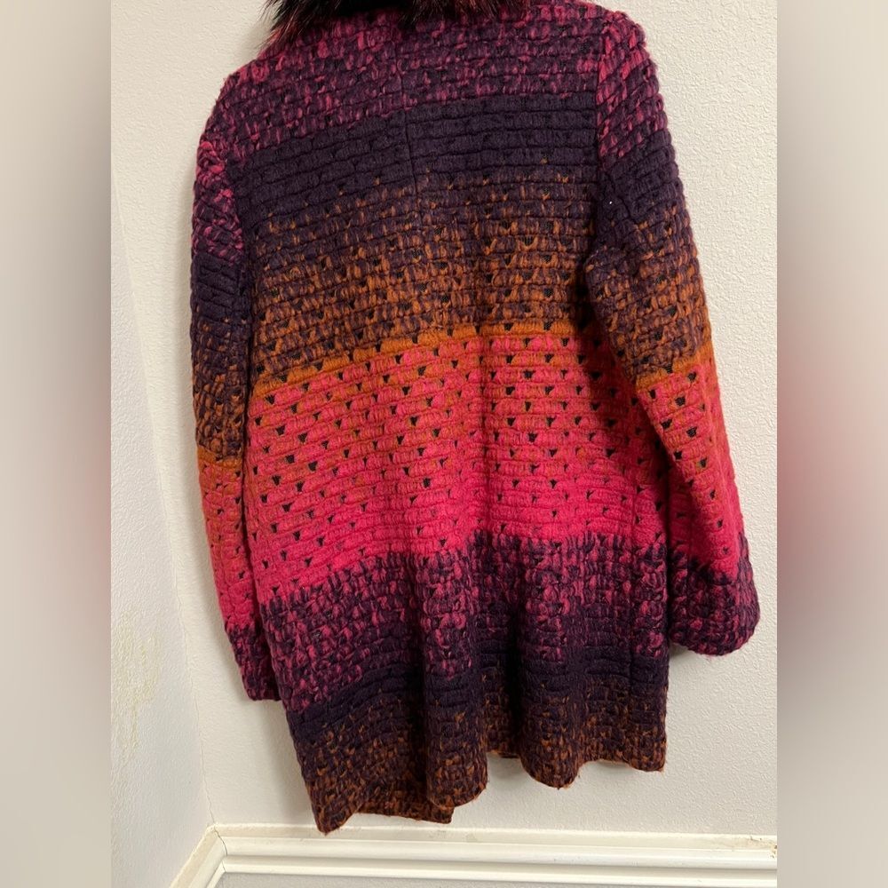Donna Salyer’s Pink & Purple Stripe Sweater Coat Size Small - Picture 11 of 13
